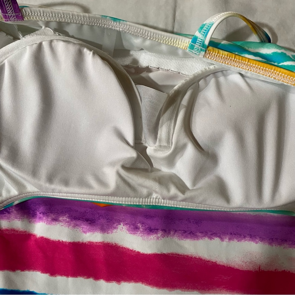 Lands End size 8 multi colored tankini top . Wired padded cups. EUC - Picture 5 of 5